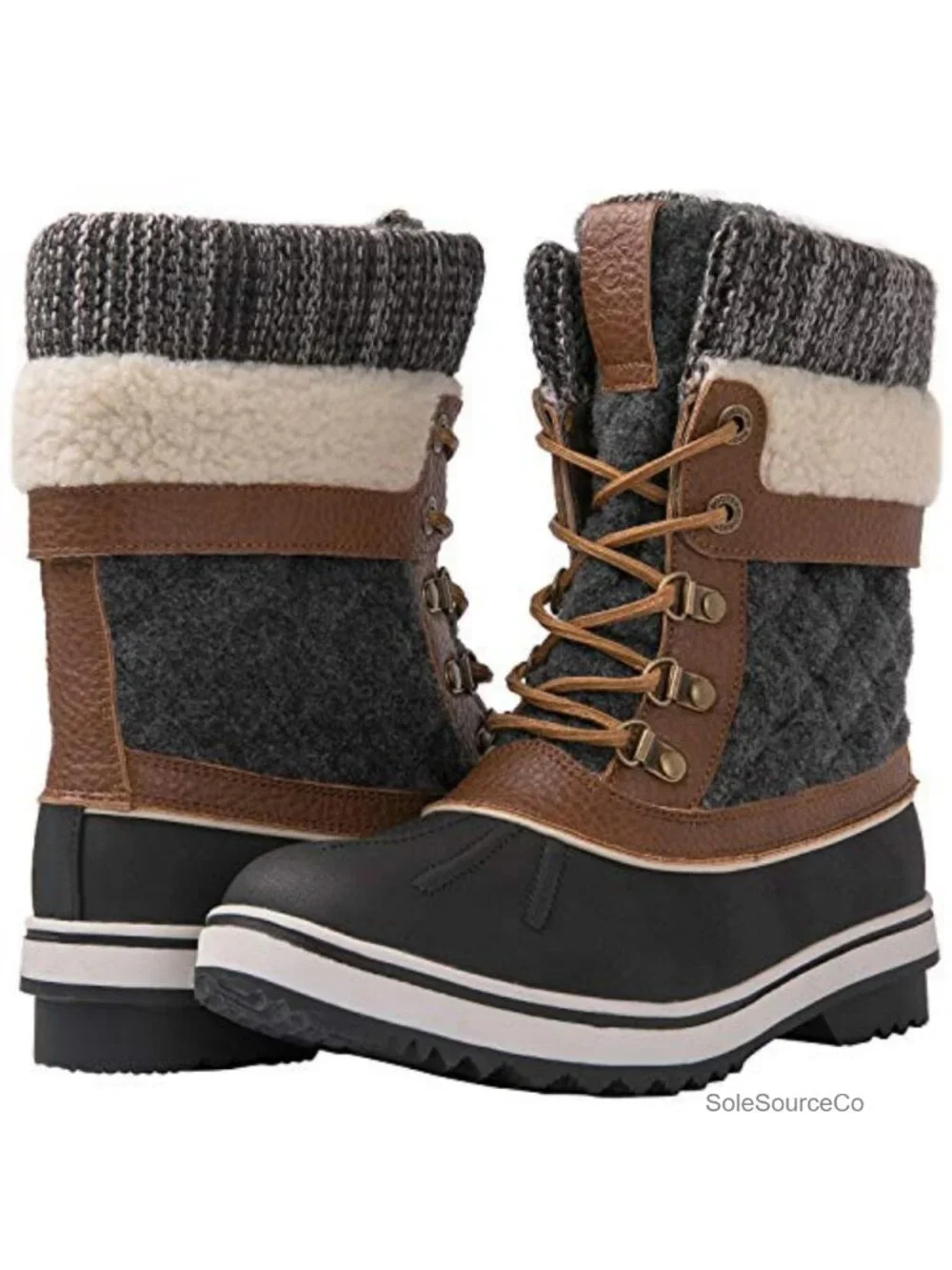 Women's Waterproof Snow Boots with Faux Fur Trim Thermolite Insulation Winter
